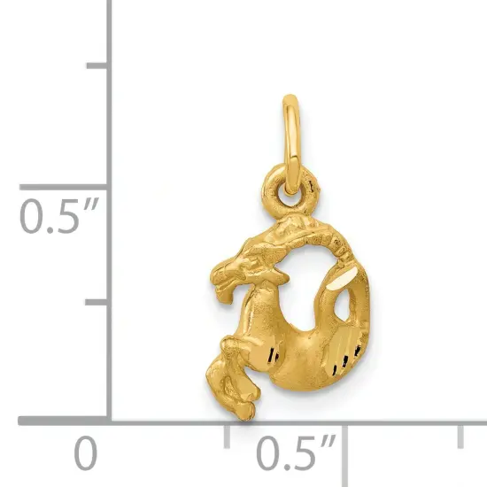 14K Yellow Gold Capricorn Zodiac Charm Pendant Jewelry 18 X 10mm {5}