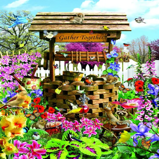 Sunsout Birds at the Wishing Well 1000 pc Jigsaw Puzzle 35157 {1}