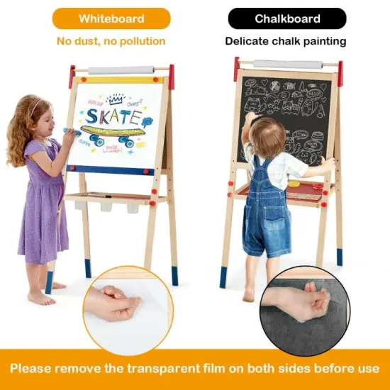 Multi-Color All-in-One Wooden Height Adjustable Kid's Art Easel {6}