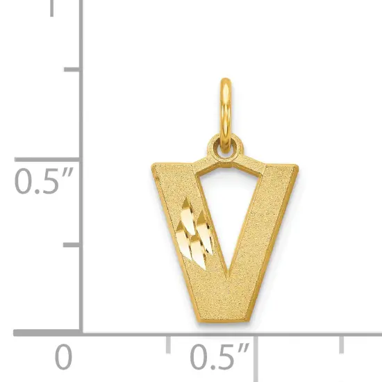 14K Gold Initial V Charm Jewelry FindingKing 20mm x 10mm {3}