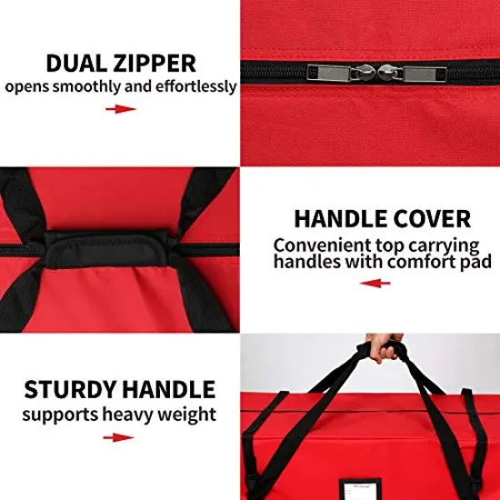 OurWarm Christmas Tree Storage Bag Extra Large Heavy Duty Storage Containers for 8 Ft Artificial Tree 600D Oxford Xmas Holiday Tree Storage Bags with Reinforced Handles Zipper, Red 50" x 15" x 20" {6}