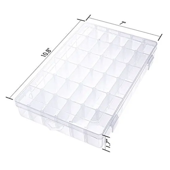 36 Grids Clear Plastic Jewelry Box Organizer Storage Container with Removable Dividers (36 Grids - Clear) {5}