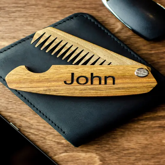 Wooden Beard Comb, Christmas Gift for Men, Personalized Groomsmen Gifts {5}