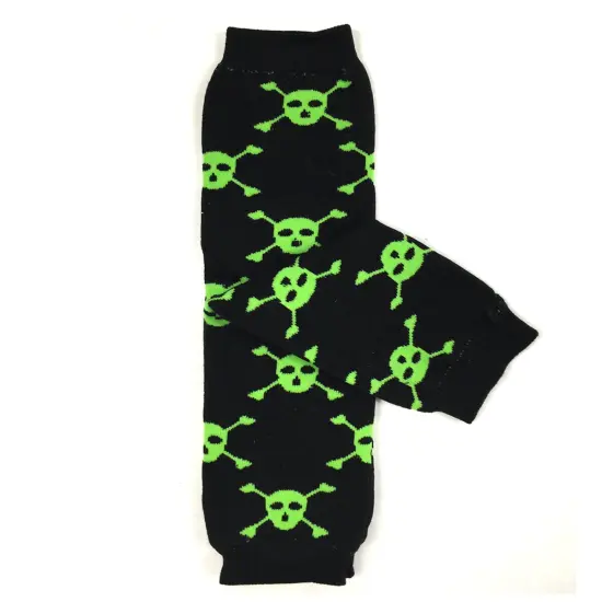 Wrapables Colorful Baby Leg Warmers, Skulls Green {1}