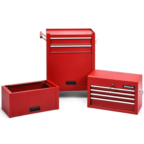 3 in 1 Design 6-Drawer Tool Heightening Chest Cabinet with 360&deg; Swivel Casters Red {4}