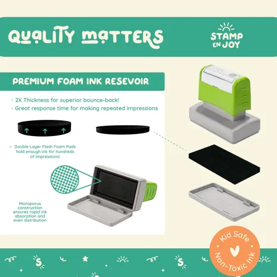 Stamp Enjoy - 2 Self-Ink Flash Stamp Set, Multicolor Teacher Stamps, Checkbox Grading Stamps, Pre-Inked {5}