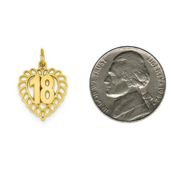 14K Gold 18 in Heart Charm Jewelry FindingKing 22mm x 15mm {2}