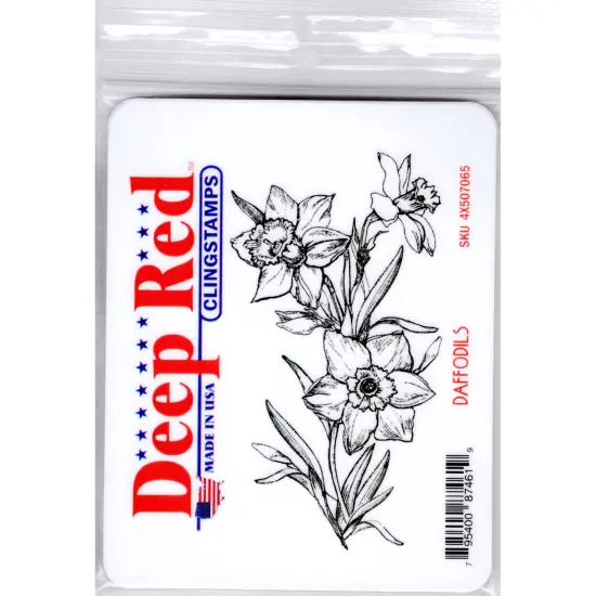 Deep Red Stamps Daffodils Rubber Cling Stamp2.25 x 4.1inches {2}