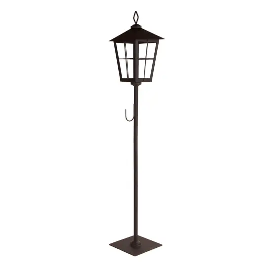 Melrose 3.5' Vintage Style Lantern with Wreath Holder Black {1}