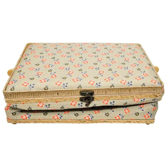Folding Sewing Basket Floral - tan/pink {3}