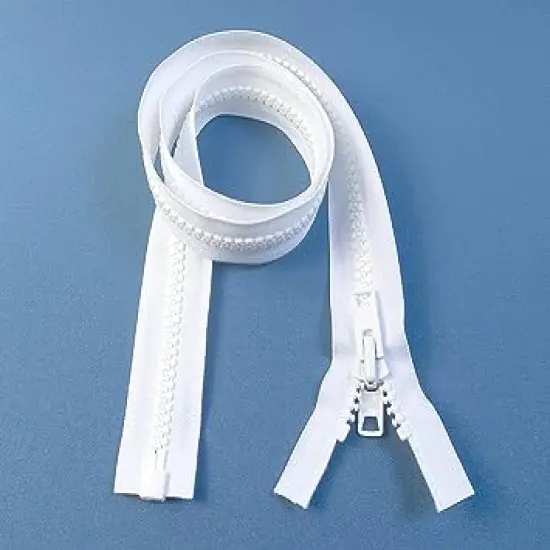 #10 Heavy Duty Marine Grade YKK Separating Zipper - Metal Tab Slider - Color White - Choose Your Length - Made in The United States (1 Zipper Per Pack) (96" Inches) {1}
