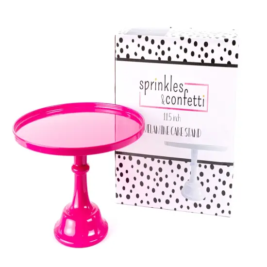 Bright Hot Pink Melamine Pedestal Cake Stand – 11.5" Wide, Lightweight, BPA-Free, Dishwasher Safe, Party Ready {2}