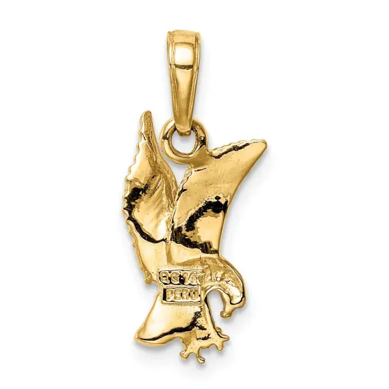 14K Yellow Gold Eagle Swooping Charm Bird Pendant Jewerly 19mm x 9mm {3}