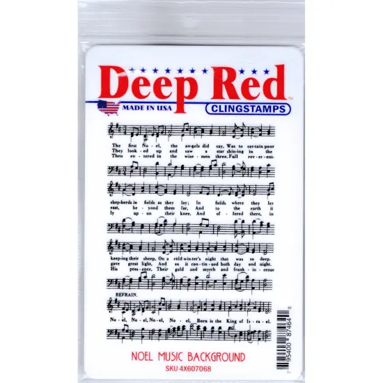 Deep Red Stamps Noel Music Background Rubber Cling Stamp3.1 x 4.1inches {2}