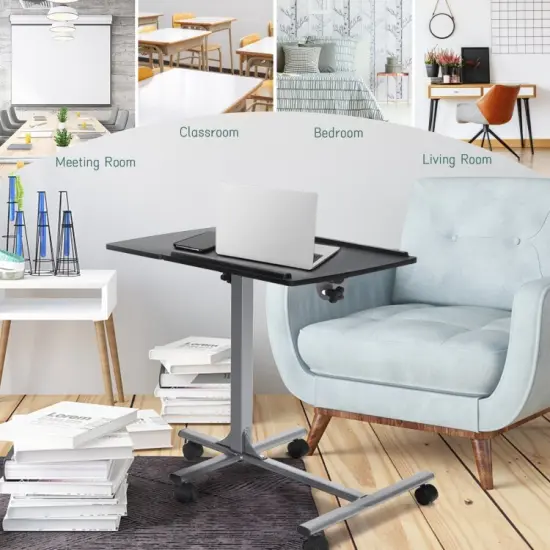Adjustable Angle Height Rolling Laptop Table {6}