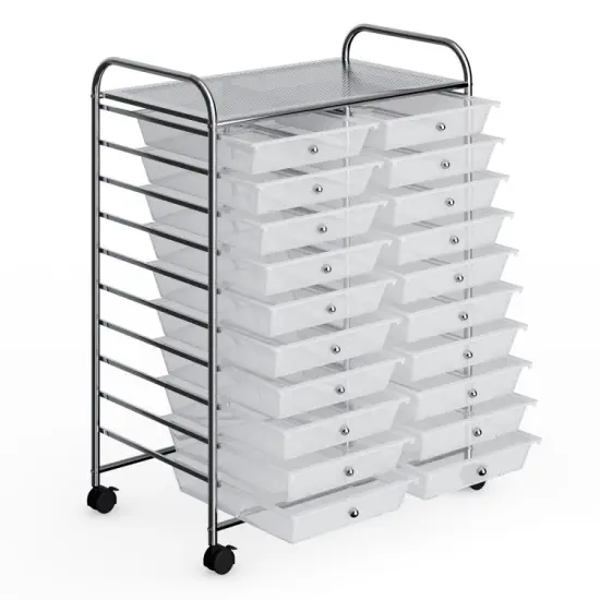 20-Drawer Mobile Storage Organizer Cart with Brake Wheels and Steel Frame for Home or Office Use Black {10}