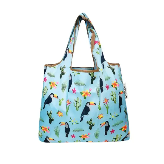 Wrapables Foldable Tote Nylon Reusable Grocery Bag (Set of 2) Toucan & Cacti {2}