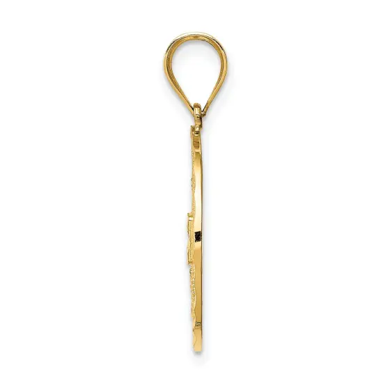 14K Gold Fancy Filigree & Diamond Cut Charm Pendant Jewelry 26 x 18 mm {4}