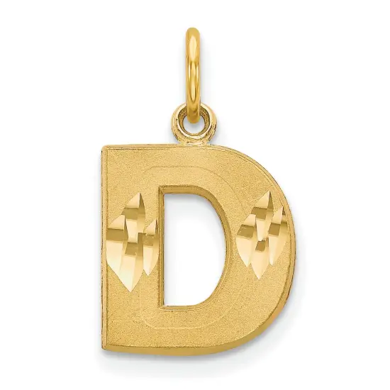 14K Gold Initial D Charm Jewelry FindingKing 20mm x 10mm {1}