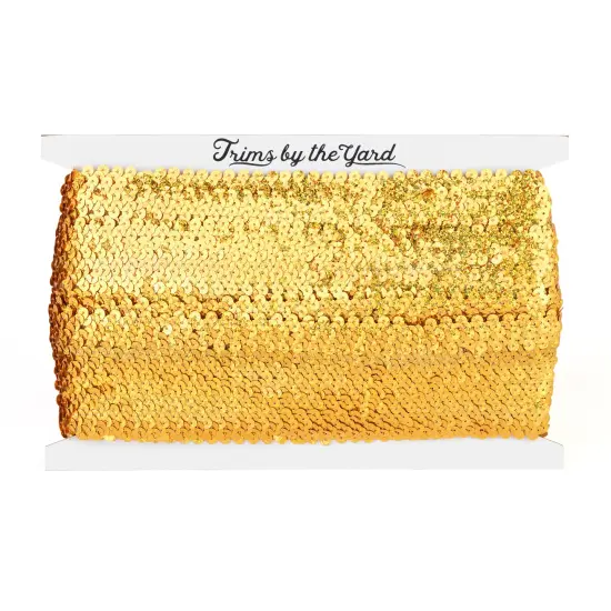 5 yards of 8 RowStarlight Hologram Stretch Sequin Trim | 5 yard cut Gold {3}