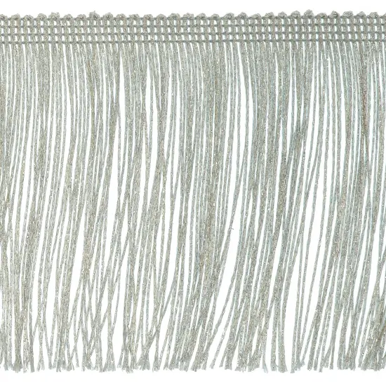 10 Yards of 4" Glitter Chainette Fringe Trim | 10 yard cut Metallic Silver {1}