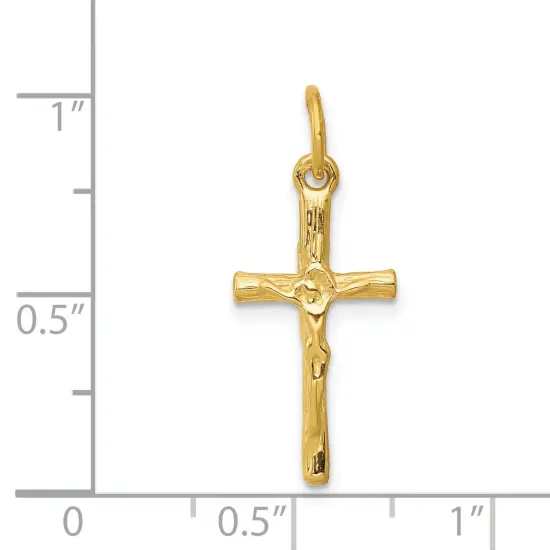 14K Yellow Gold Crucifix Charm Pendant Jewelry 25mm x 11mm {4}