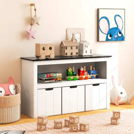 Kids Toy Storage Organizer with Blackboard Top-3-Drawer {4}