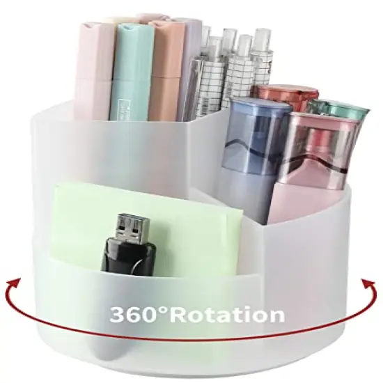 3 Slots 360-Degree Spinning Pencil Pen Desk Organizers, Desktop Storage Pen Organizers Stationery Supplies, Cute Pencil Cup Pot for Office, School, Art Supply, Kids - Clear {2}