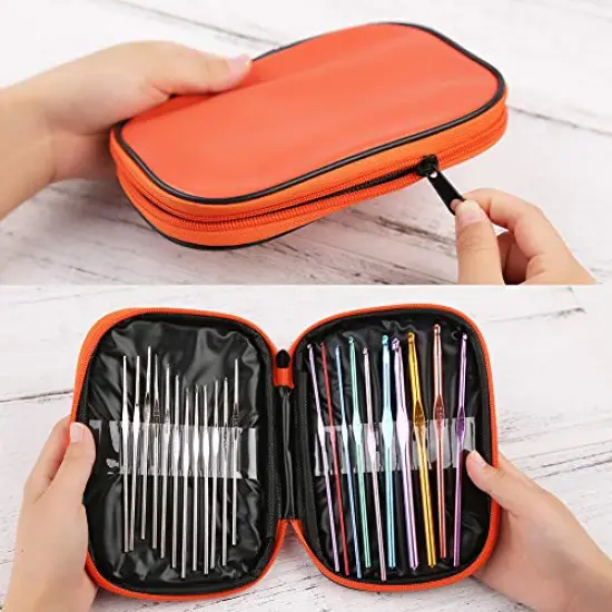 54 Pieces Crochet Needles Set, Crochet Hooks Kit with Storage Case, Ergonomic Knitting Needles Blunt Needles Stitch Marker DIY Hand Knitting Craft Art Tools for Beginners {6}