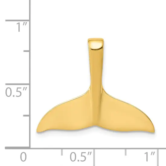 14K Yellow Gold Whale Tail Slide Pendant Charm Jewelry 18mm x 23mm {4}