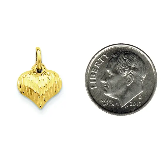 14K Gold Puffed Heart Charm Jewelry FindingKing {2}