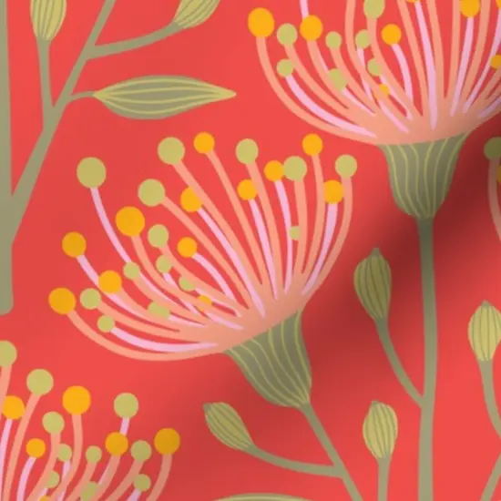 Various Fabrics by the Yard or Fat Quarter Modern Floral Coral Orange Botanical Custom Printed Fabric by Spoonflower {7}