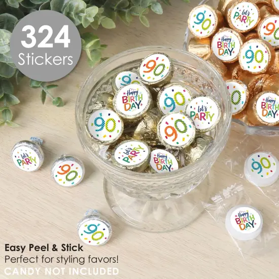 Big Dot of Happiness 90th Birthday - Cheerful Happy Birthday - Colorful Ninetieth Birthday Small Round Candy Stickers - Party Favor Labels - 324 Count {3}