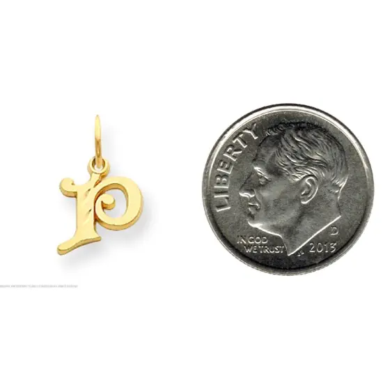 14K Gold Initial P Charm Jewelry FindingKing 17mm x 10mm {2}