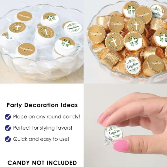 Big Dot of Happiness Confirmation Elegant Cross - Religious Party Small Round Candy Stickers - Party Favor Labels - 324 Count {6}