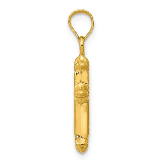 14K Yellow Gold Cross Charm Pendant Religious Jewerly 23mm x 11mm {2}