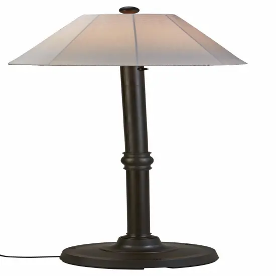 Malibu 60" Outdoor Floor Lamp with 2" Bronze Resin Body and Natural Canvas Sunbrella Shade Cover {1}