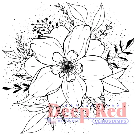 Deep Red Stamps Flower Burst Rubber Cling Stamp3.1 x 3.1inches {1}