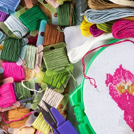 Embroidery Floss Organizer, Cross Stitch Thread Storage Box Tools - Bobbin Winder, 1 Removable 24 Compartments with 40 Hard Plastic Floss Bobbins and Stickers for Craft DIY Embroidery Sewing Storage {2}