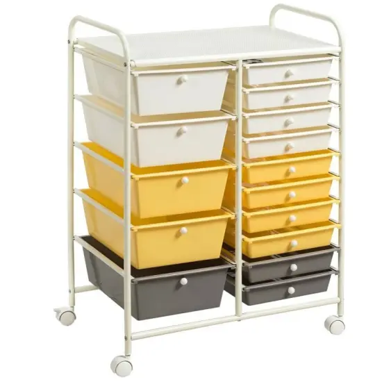 15-Drawers Multi-Use Rolling Storage Organizer Cart with Chrome Finish Steel Frame Perfect for Any Room Black & Gray {6}