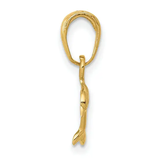 14K Gold Mini Dolphin Pendant Charm Jewelry 16 x 11 mm {2}