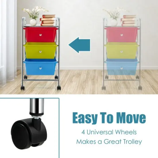 3 Drawers Metal Rolling Storage Cart with 4 Universal Casters Perfect Choice for Home or Office Multi {4}