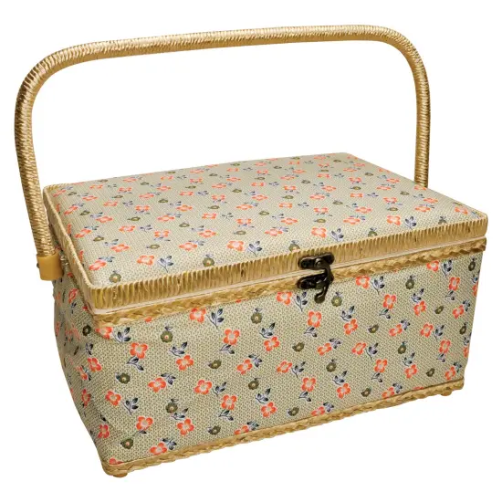 Folding Sewing Basket Floral - tan/pink {1}