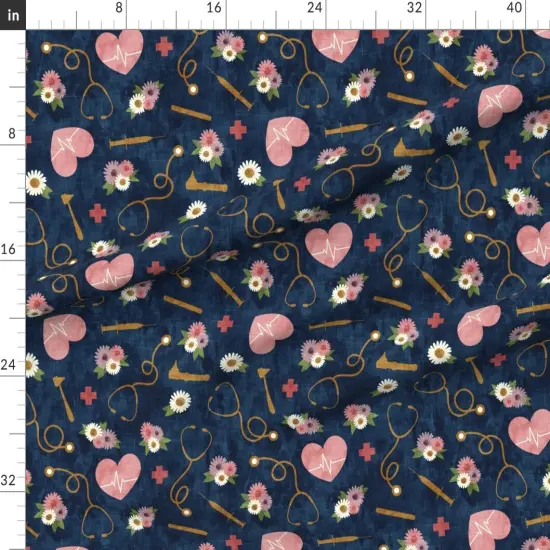 Various Fabrics by the Yard or Fat Quarter Scale Floral Nurse Nursing Blue Little Arrow Themed Custom Printed Fabric by Spoonflower {1}