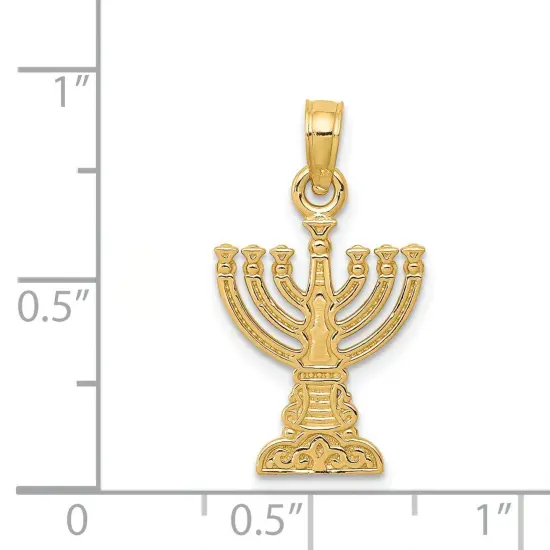 14K Gold Menorah Pendant Charm Jewelry 21 x 12 mm {2}