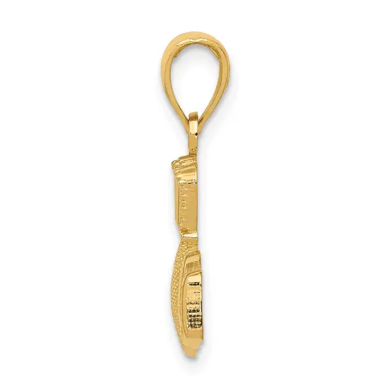 14K Gold Claddagh Pendant Charm Jewelry With Textured Crown 20 x 19 mm {3}