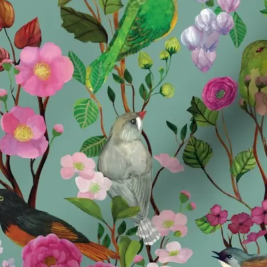 Various Fabrics by the Yard or Fat Quarter Chinoiserie Garden Australian Birds Painted Flowers Ornate Florals And Blooms Custom Printed Fabric by Spoonflower {7}