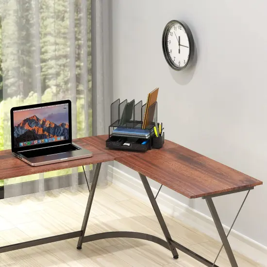 Simple Houseware Mesh Desk Organizer with Sliding Drawer, Double Tray and 5 Upright Sections, Black {3}