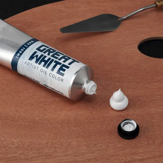 Great White Artist Oil Color - 150mL Tube, Heavy Body, Opaque, Professional, Non-Yellowing, Archival White Oil Paint {5}