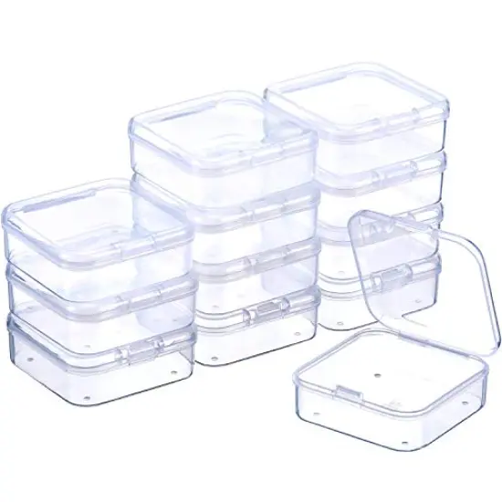 12 Pack Clear Plastic Beads Storage Containers Box with Hinged Lid for Beads and More (2.12 x 2.12 x 0.79 Inch) {2}